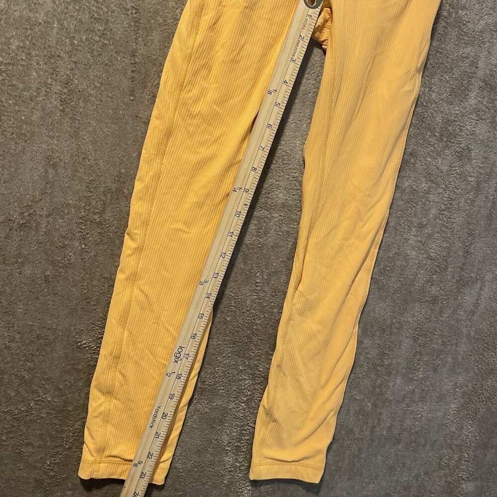 Lululemon Leggings Womens 0 Align Yellow Ribbed High Rise Pants Active Stretch - Picture 7 of 7